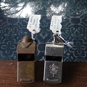 Lot 2 vintage whistle 1 military 1 boys scout